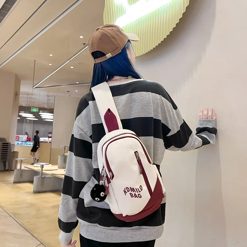 Yalu Nylon Sling Bag Regular Unisex Gray/Black/Pink/Burgundy/Blue-24