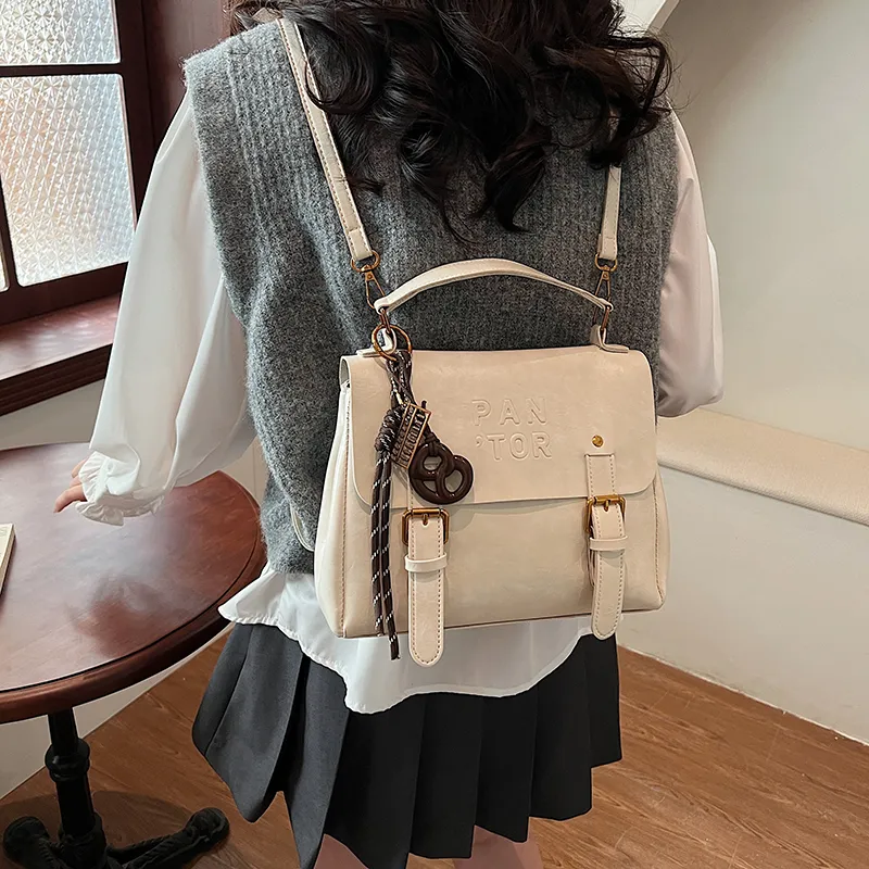 Yalu PU Backpack Regular Women's White/Black/Coffee/Brown-5