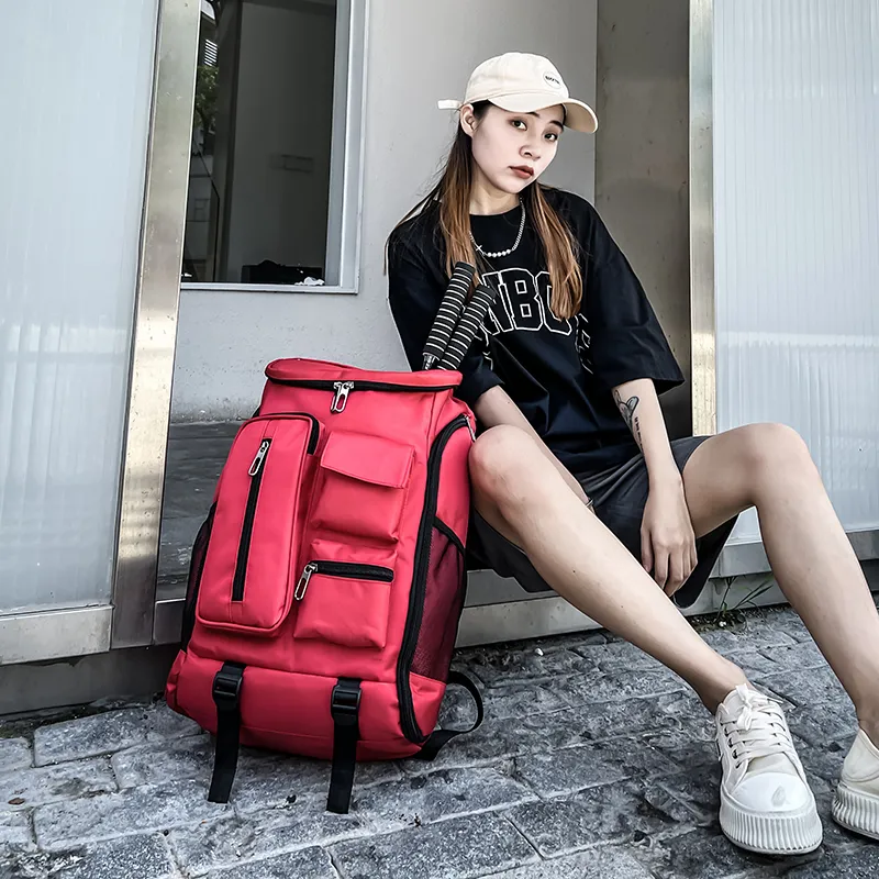 Yalu Nylon Backpack Regular Unisex Light Gray/Dark Gray/Black/Red-19