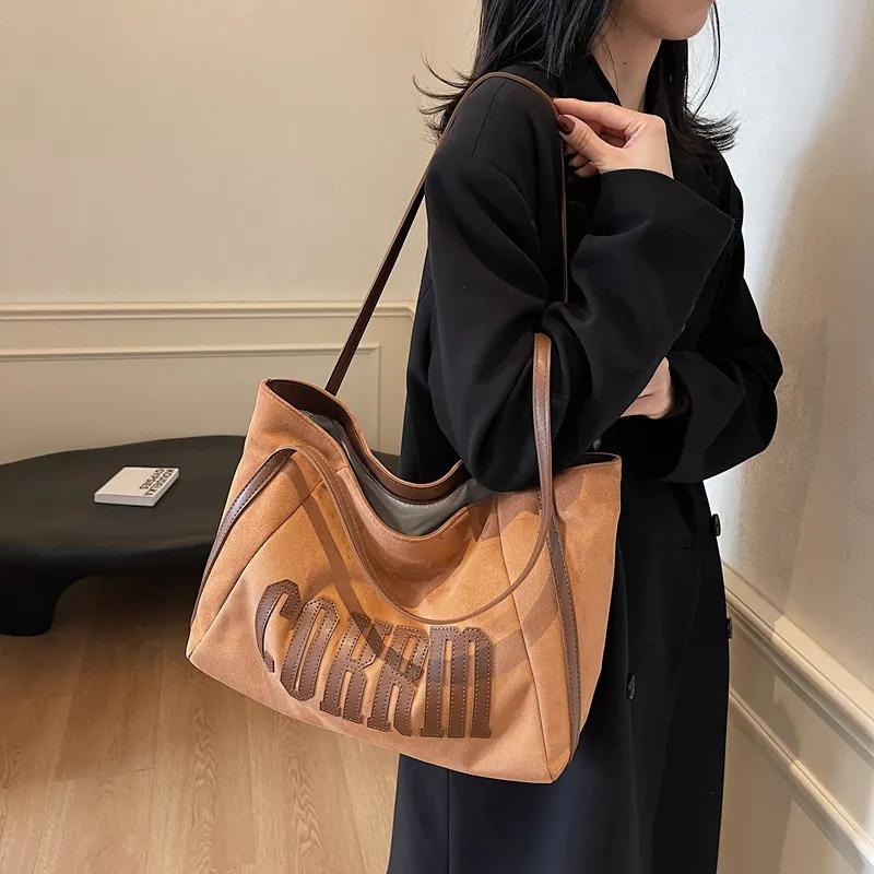 Yalu Suede Underarm Shoulder Bag Women's Black/Khaki/Coffee/Brown-25