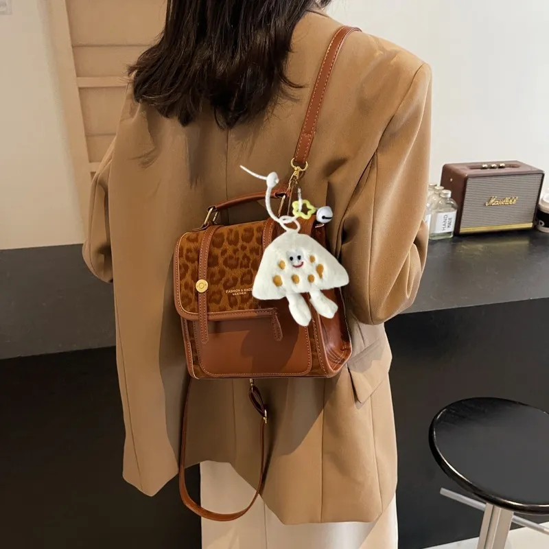 Yalu PU Backpack Women's Light Brown/Dark Brown/Coffee-5