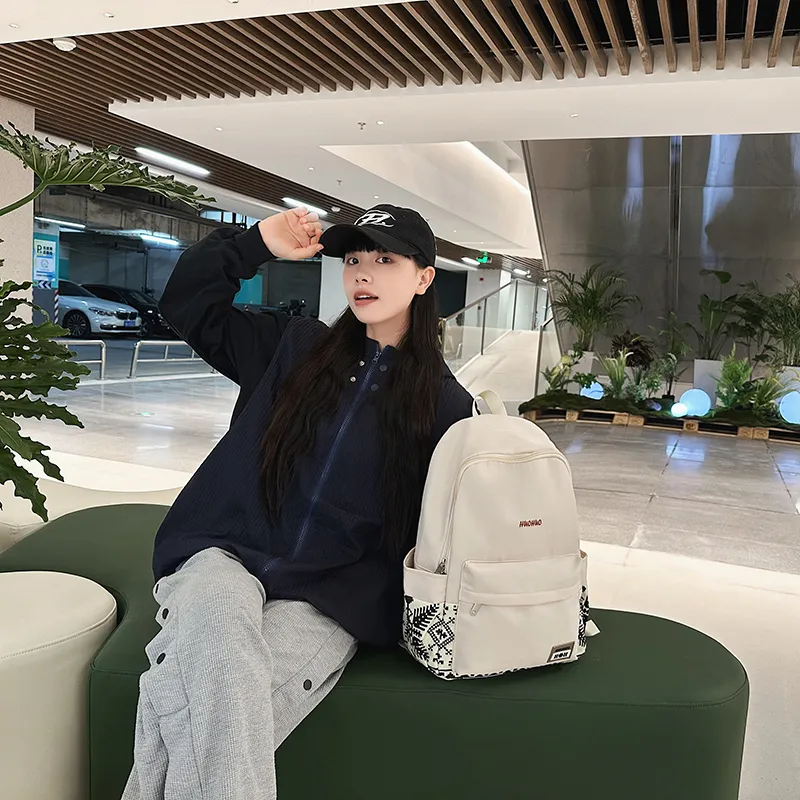 Yalu Nylon Backpack Unisex White/Gray/Black/Pink/Coffee/Green-3