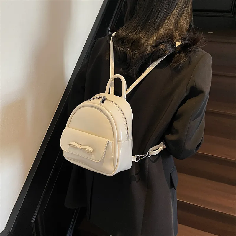 Yalu PU Backpack Women's Ecru/Silver/Black/Light Green/Pink-4