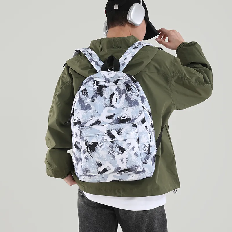 Yalu Nylon Backpack Regular Women's Blue White Purple/Blue Black/Black White/Black Blue Gray-10