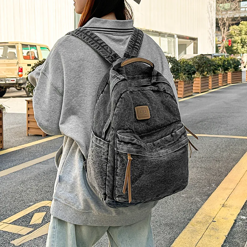 Yalu Nylon Backpack Unisex Blue/Black/Light Blue-9