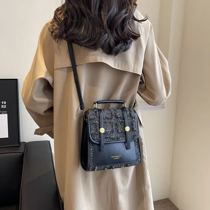 Yalu PU Backpack, Shoulder Bag, Crossbody Bag Regular Women's Light Brown/Black/Black White Plaid-8