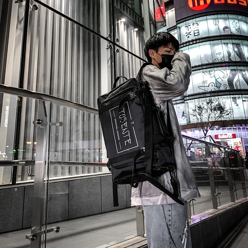 Yalu Nylon Backpack Regular Unisex Light Gray/Dark Gray/Black/Red-15