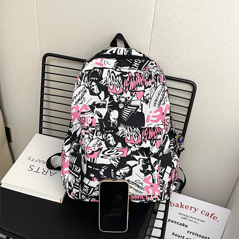 Yalu Nylon Backpack Unisex Pink/Gray/Green/Blue/Navy Blue-1