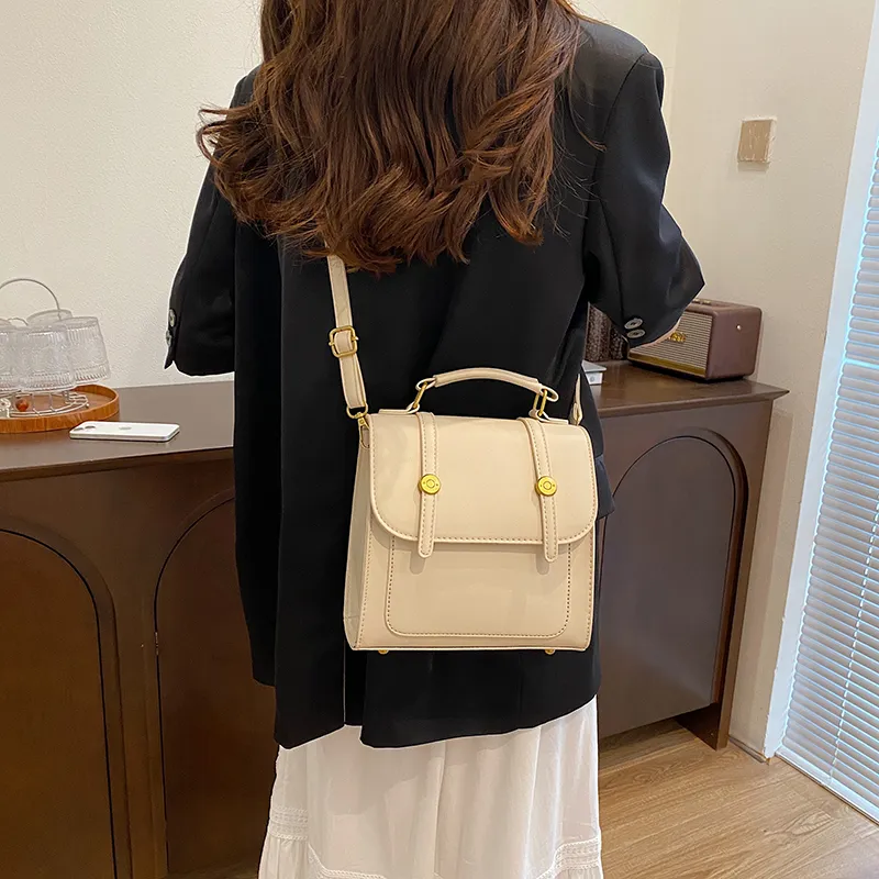 Yalu PU Crossbody Handheld Backpack, One Shoulder Backpack Women's Ecru/Silver/Black/Coffee/Pink-6