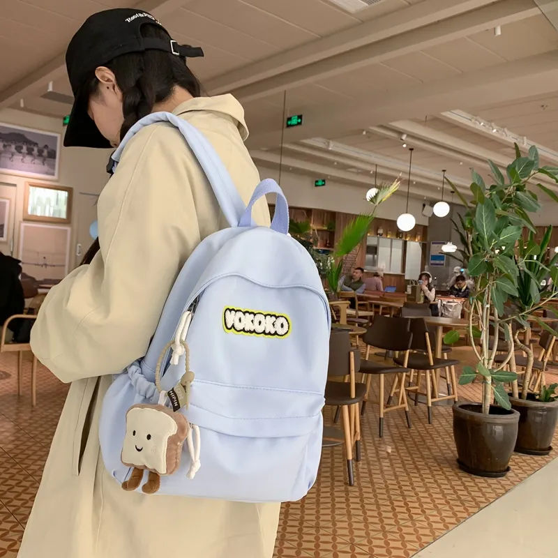 Yalu Nylon Backpack Unisex Ecru/Black/Orange Red/Burgundy/Light Blue-32