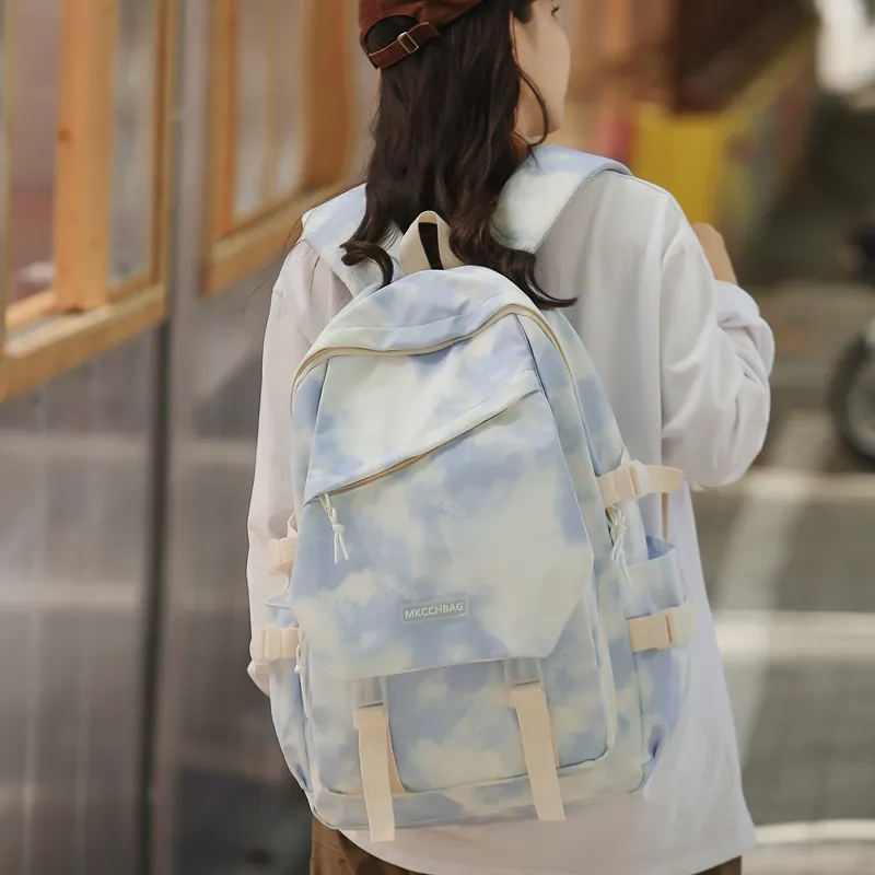 Yalu Nylon Backpack Regular Unisex Light Blue/Light Green-4
