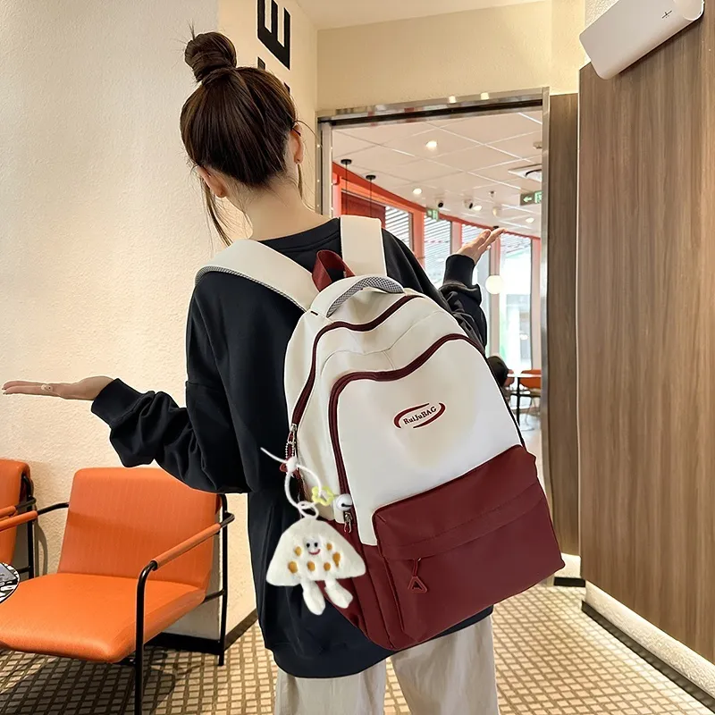 Yalu Nylon Backpack Unisex White/Light Yellow/Orange/Khaki/Pink-5