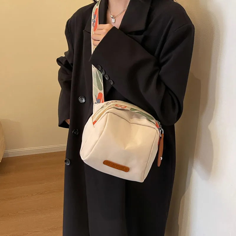 Yalu Nylon Shoulder Bag, Crossbody Bag Unisex Orange/Black/Ecru-18