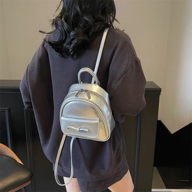Yalu PU Backpack Women's Ecru/Silver/Black/Light Green/Pink-12
