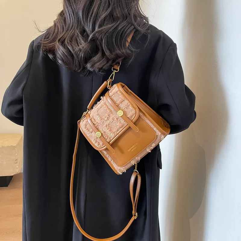 Yalu PU Backpack, Shoulder Bag, Crossbody Bag Regular Women's Light Brown/Black/Black White Plaid-1