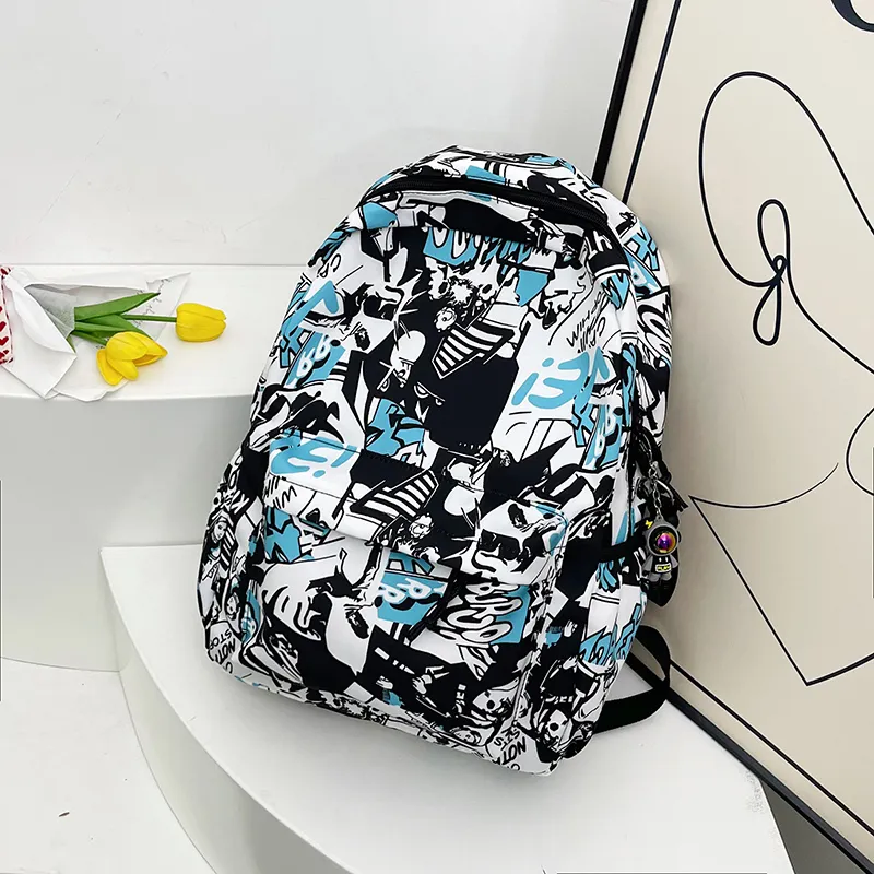 Yalu Nylon Backpack Unisex Pink/Gray/Green/Blue/Navy Blue-11