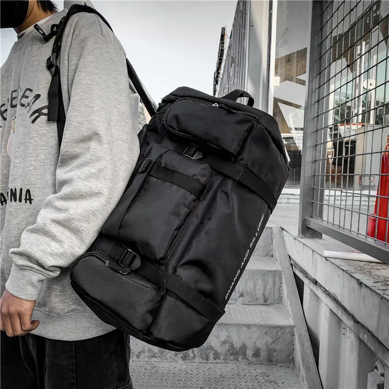 Yalu Nylon Travel Bag Backpack Unisex Light Gray/Dark Gray/Black/Red-13