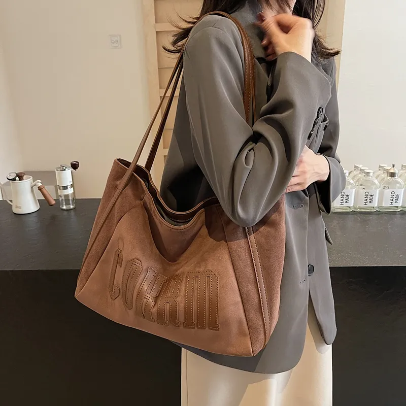 Yalu Suede Underarm Shoulder Bag Women's Black/Khaki/Coffee/Brown-20