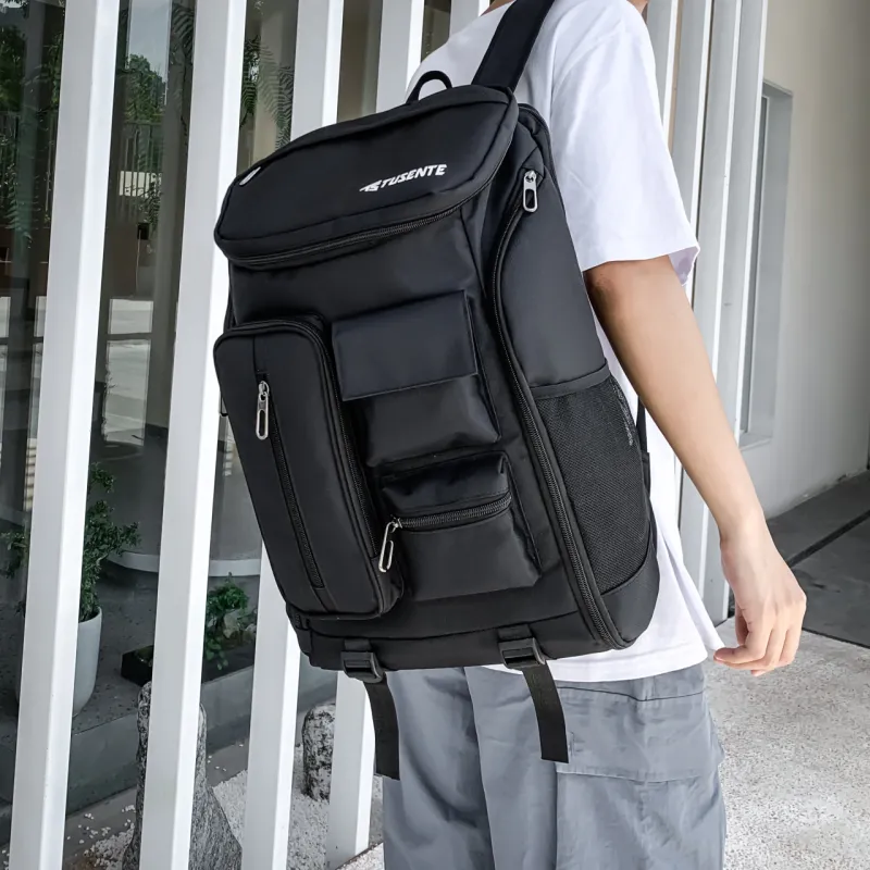 Yalu Nylon Backpack Regular Unisex Light Gray/Dark Gray/Black/Red-14