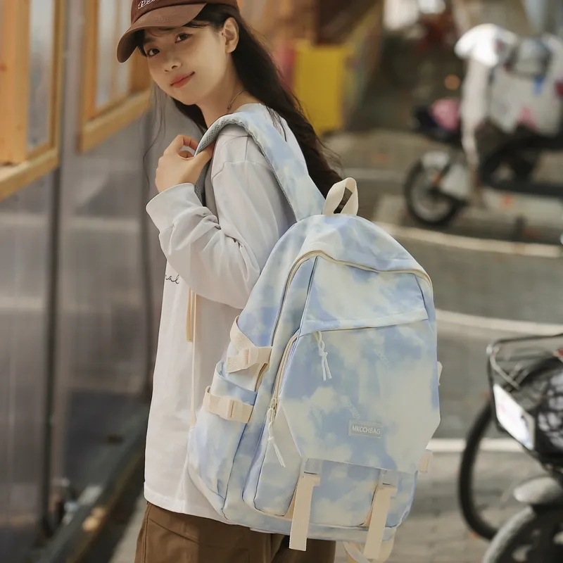 Yalu Nylon Backpack Regular Unisex Light Blue/Light Green-5