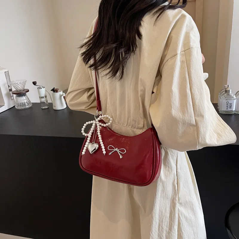 Yalu PU Shoulder Bag, Crossbody Bag Women's Ecru/Silver/Black/Red/Brown-24