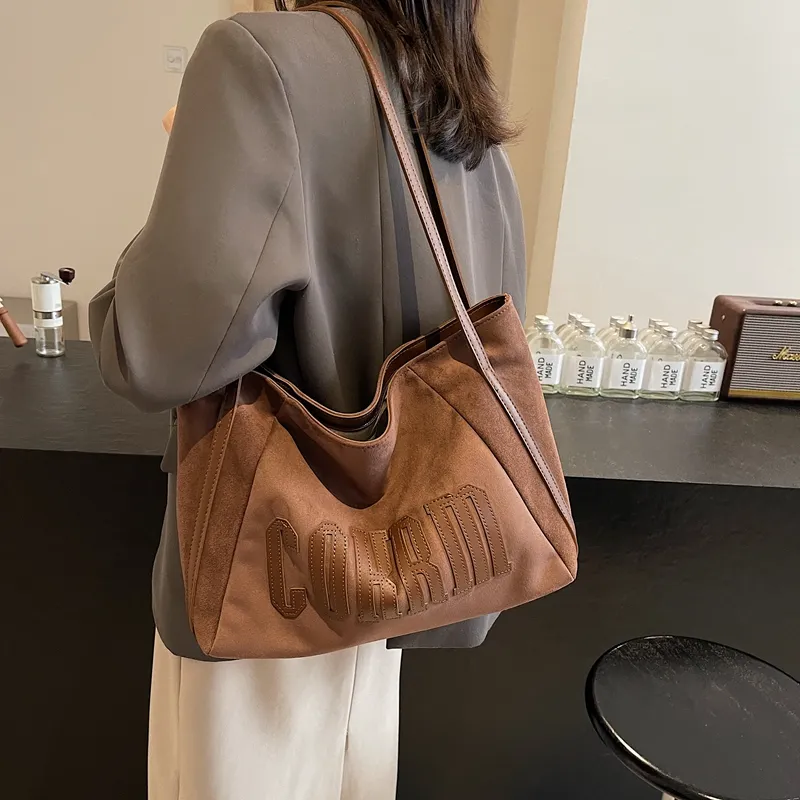Yalu Suede Underarm Shoulder Bag Women's Black/Khaki/Coffee/Brown-16