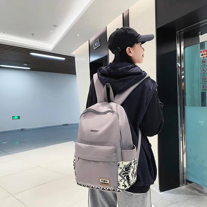 Yalu Nylon Backpack Unisex White/Gray/Black/Pink/Coffee/Green-11