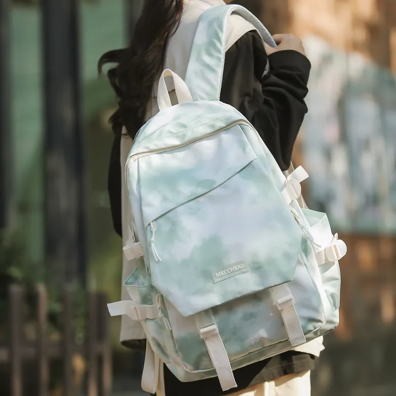 Yalu Nylon Backpack Regular Unisex Light Blue/Light Green-8
