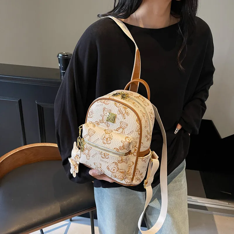 Yalu PU Backpack Women's White/Black/Pink/Brown-2