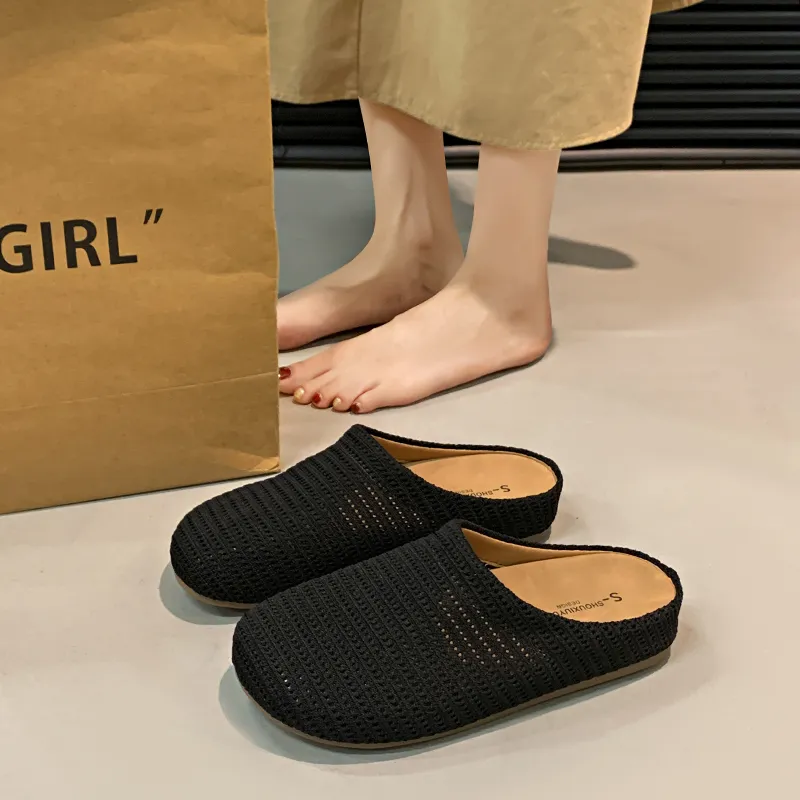 SUPEREDGE Rubber Sole Quiet Abrasion Resistant Closed Toe Slippers Women's-8