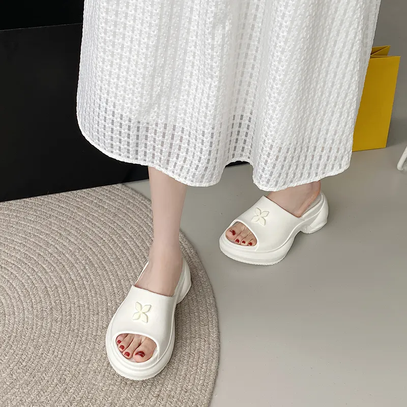 SUPEREDGE Slip Resistant Odor Resistant Massage Pad Slide Slippers Women's White-5