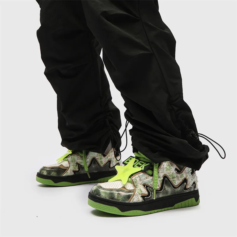SUPEREDGE Slip Resistant Cushioning Low Top Skateboard Shoes Unisex Forest Green-4