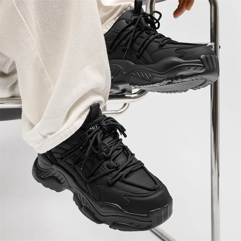 SUPEREDGE Height Increasing Abrasion Resistant Slip Resistant Low Top Chunky Sneakers Unisex-1