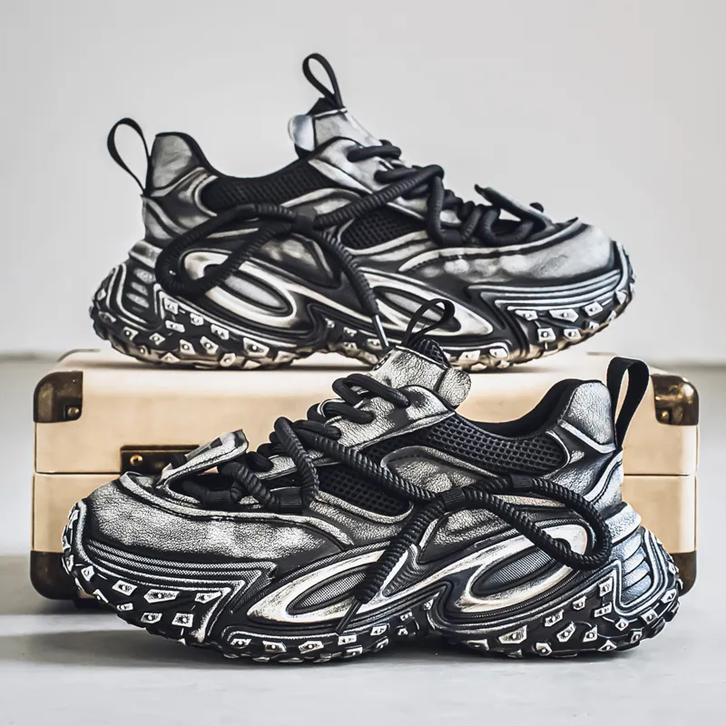 SUPEREDGE Anti Slip Wear Resistant Low Top Chunky Sneakers Men's-5