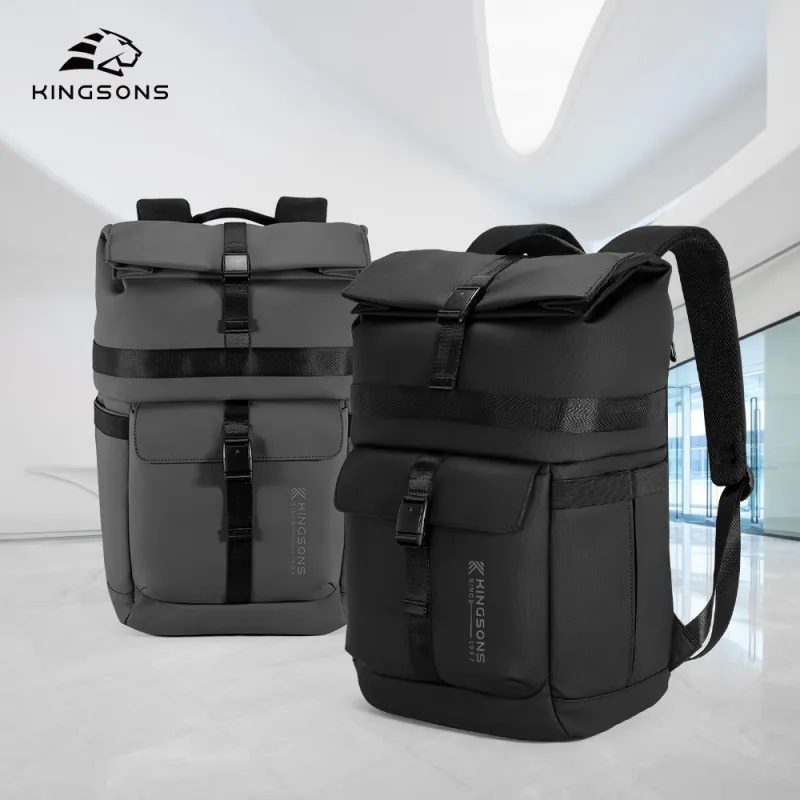 KINGSONS Polyester Backpack Large Size Unisex Gray-3