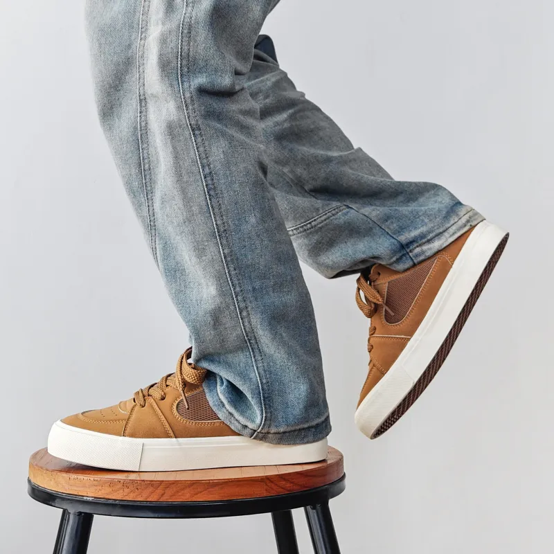 SUPEREDGE Cushioning, Impact Resistant, Abrasion Resistant Low Top Skateboard Shoes Men's Brown-5