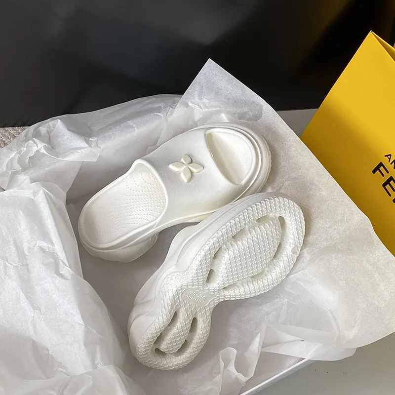 SUPEREDGE Slip Resistant Odor Resistant Massage Pad Slide Slippers Women's White-1