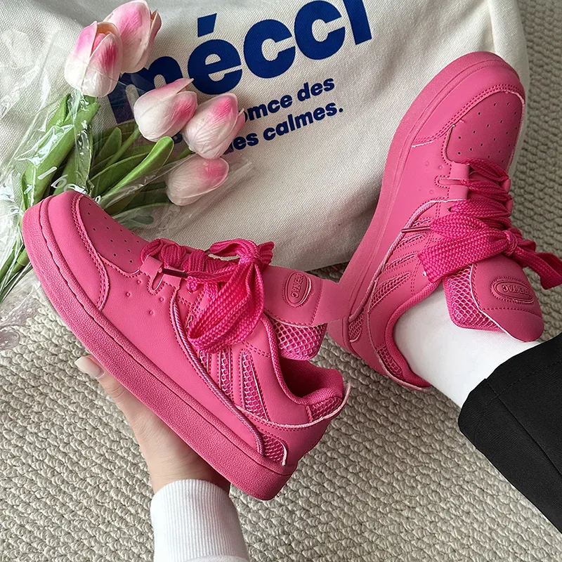 SUPEREDGE Cushioning, Impact Resistant, Abrasion Resistant Low Top Skateboard Shoes Unisex Rose Red-4