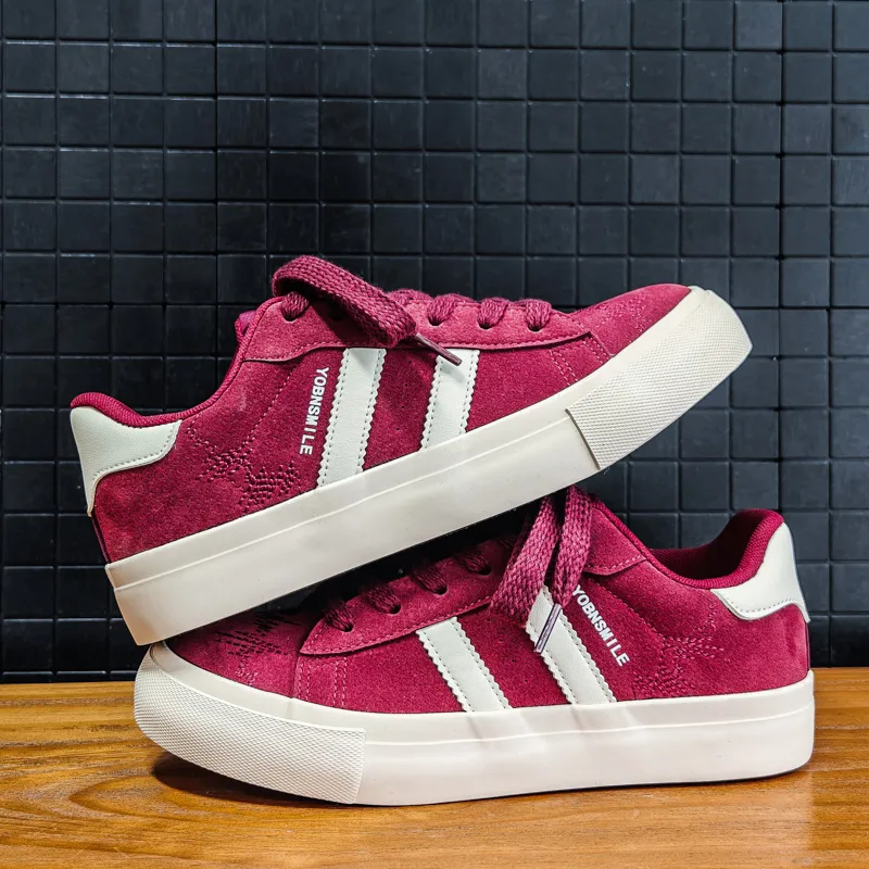 SUPEREDGE Coverage Cushioning Impact Resistance Low Top Skateboard Shoes Men's Burgundy-3