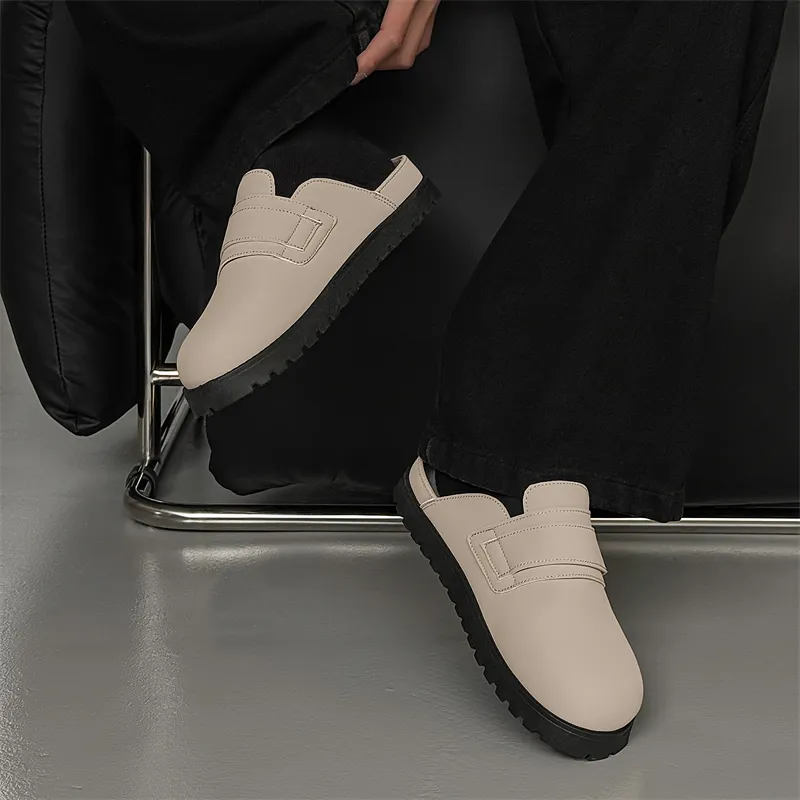 SUPEREDGE Quiet Abrasion Resistant Closed Toe Slippers Men's Beige-2