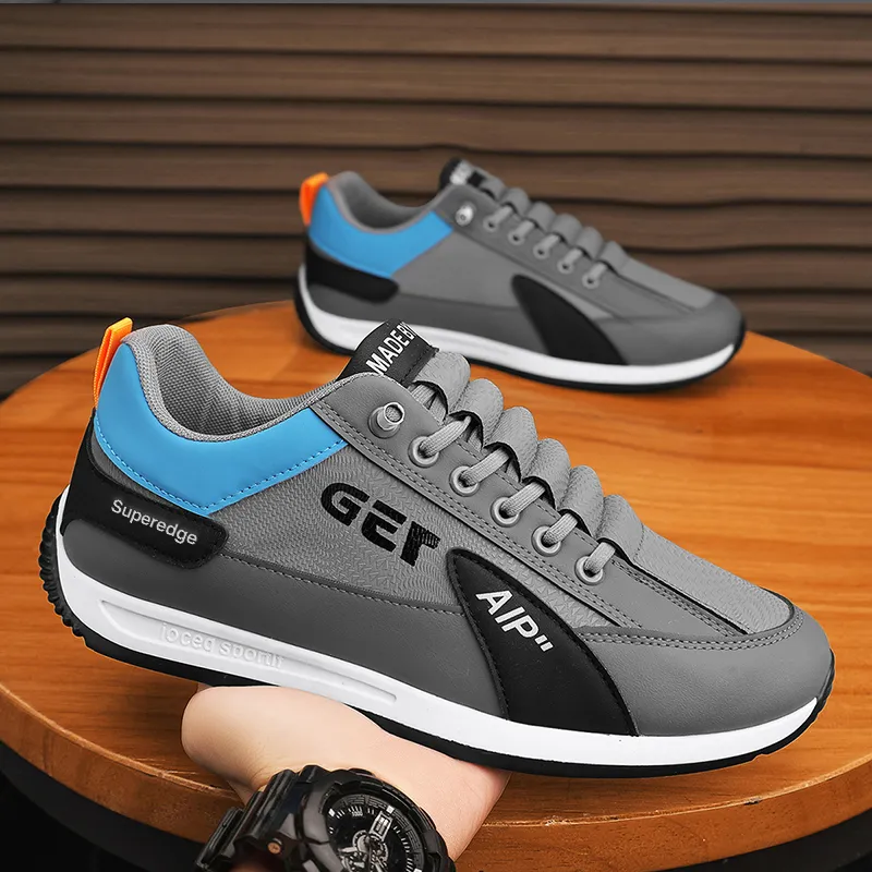 SUPEREDGE Anti Slip Wear Resistant Low Top Casual Shoes Men's Gray-2
