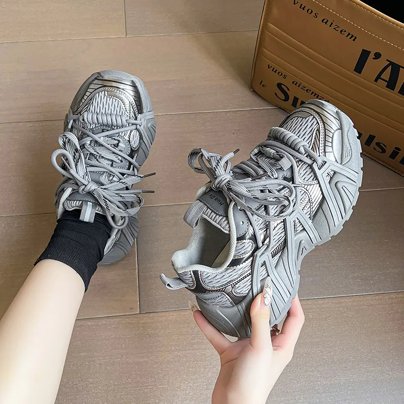 SUPEREDGE Shock Absorbers With Slip Resistant And Abrasion Resistant Properties Low Top Chunky Sneakers Unisex-10