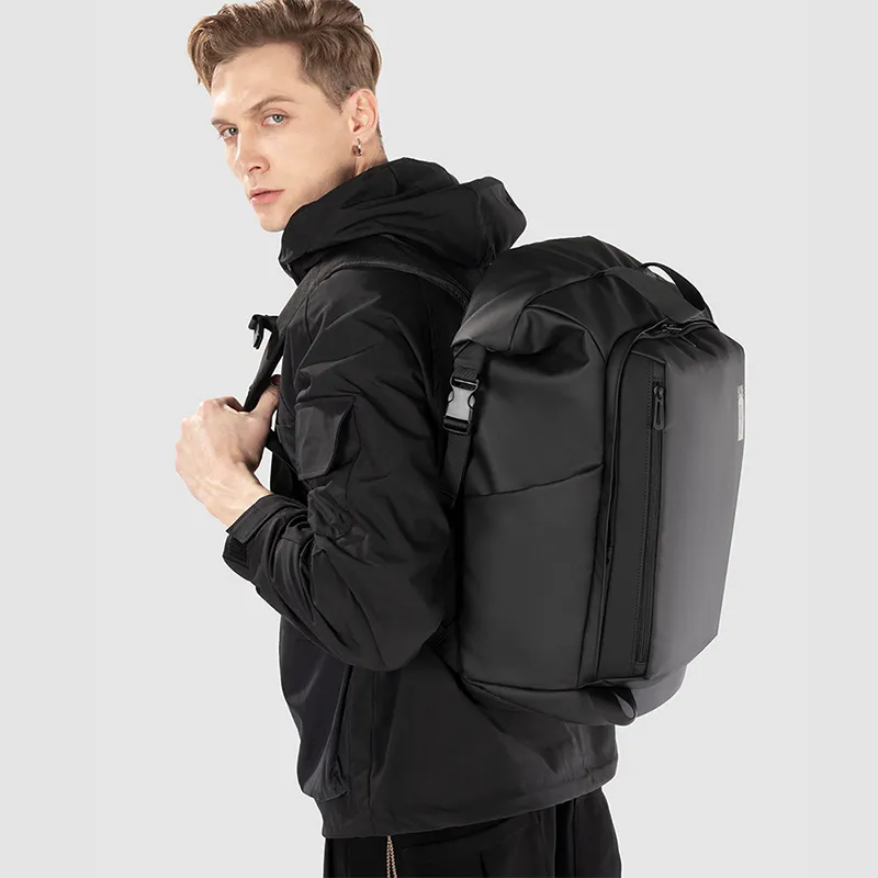 KINGSONS Polyester With Microfiber Backpack Large Size Men's Black/Gray-1