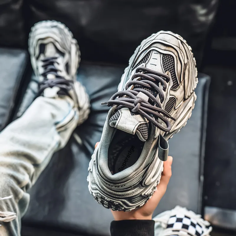 SUPEREDGE Shock Absorbers With Slip Resistant And Abrasion Resistant Properties Low Top Chunky Sneakers Men's-11