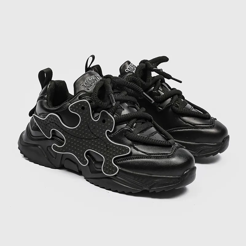 SUPEREDGE Slip Resistant And Abrasion Resistant Coverage Low Top Chunky Sneakers Men's Black-1