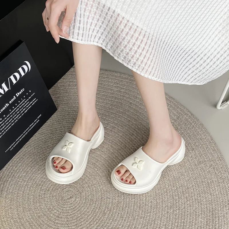 SUPEREDGE Slip Resistant Odor Resistant Massage Pad Slide Slippers Women's White-2