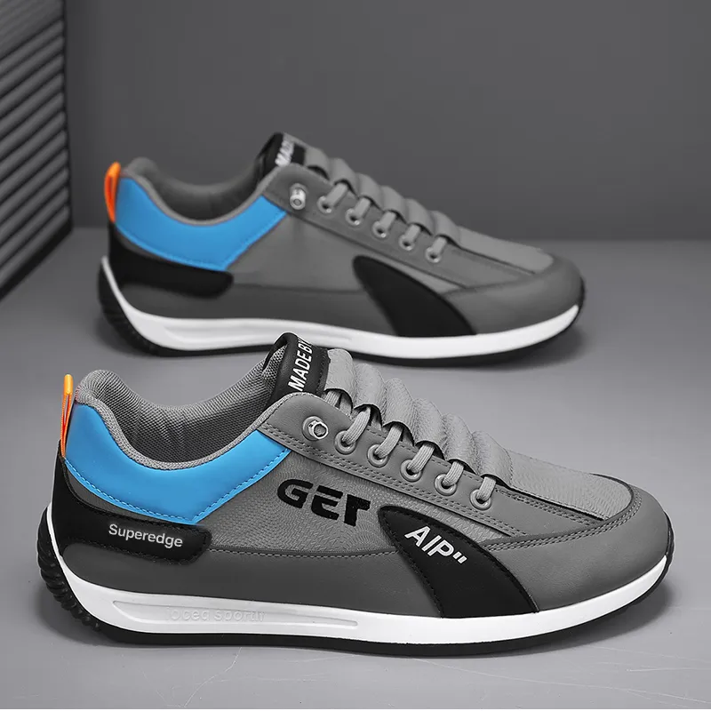 SUPEREDGE Anti Slip Wear Resistant Low Top Casual Shoes Men's Gray-3