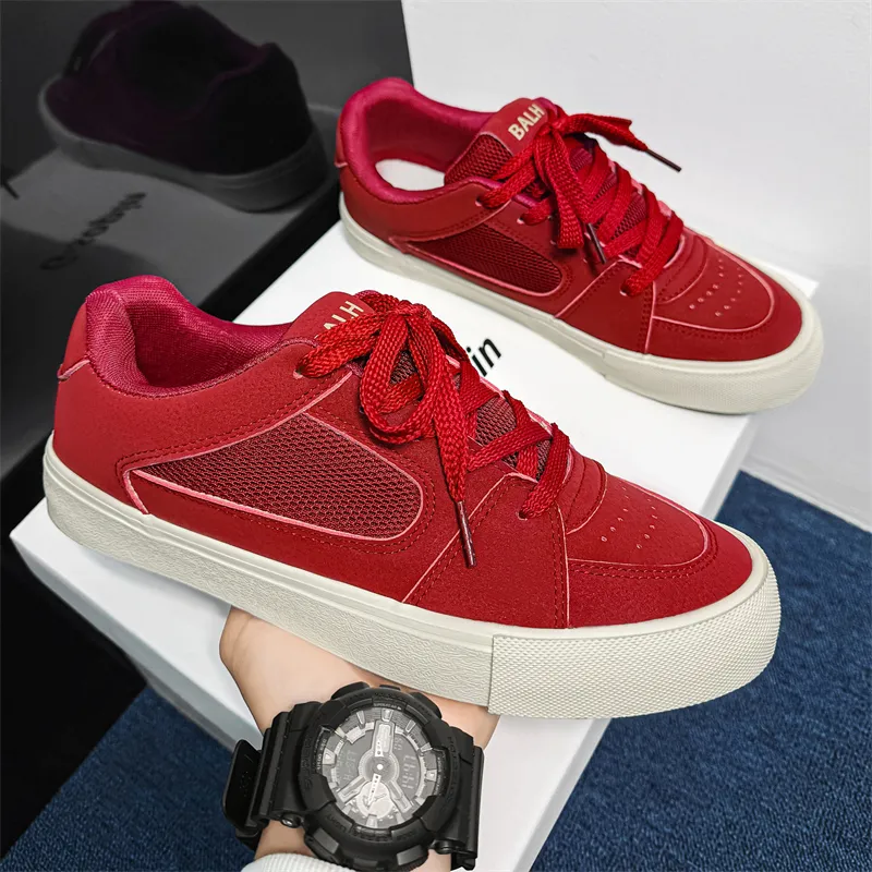 SUPEREDGE Cushioning, Impact Resistant, Abrasion Resistant Low Top Skateboard Shoes Men's Red-3
