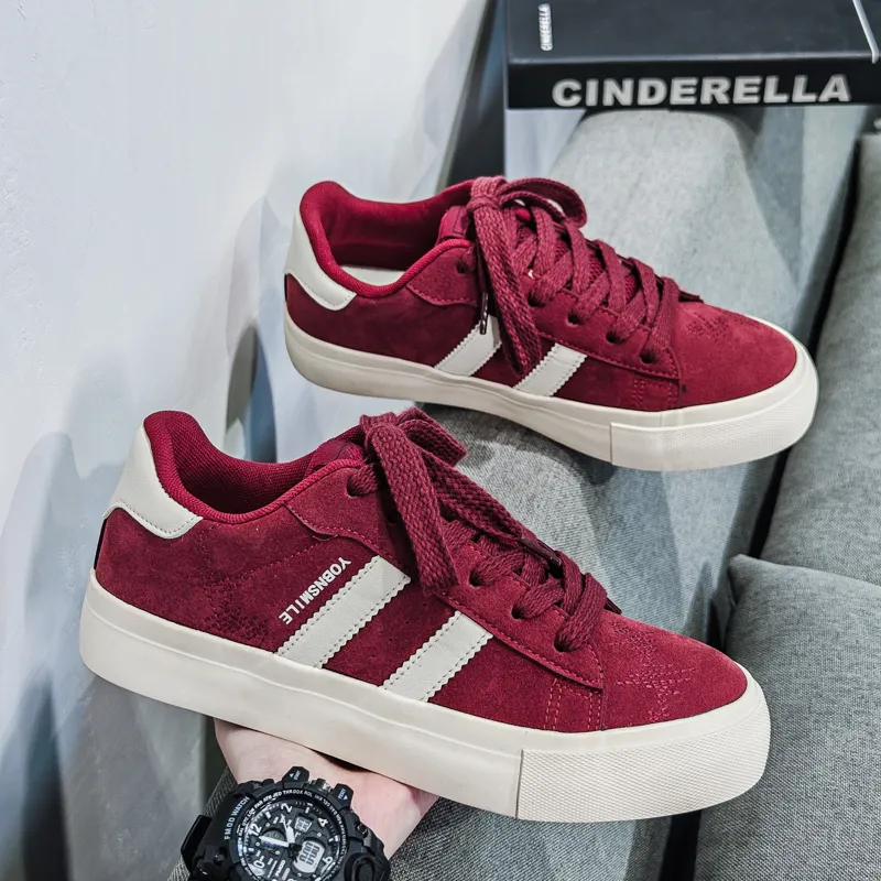 SUPEREDGE Coverage Cushioning Impact Resistance Low Top Skateboard Shoes Men's Burgundy-4