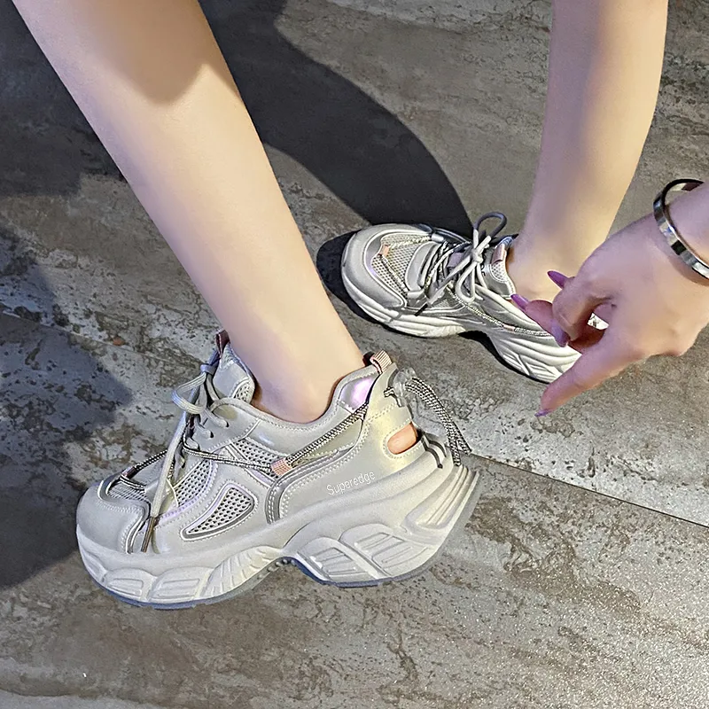 SUPEREDGE Slip Resistant And Abrasion Resistant Coverage Low Top Chunky Sneakers Women's-1